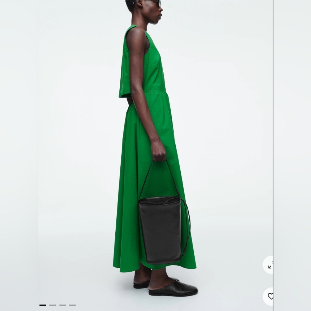 NWT COS OPEN-BACK COTTON MAXI DRESS Green Sz 2 - Picture 2 of 6